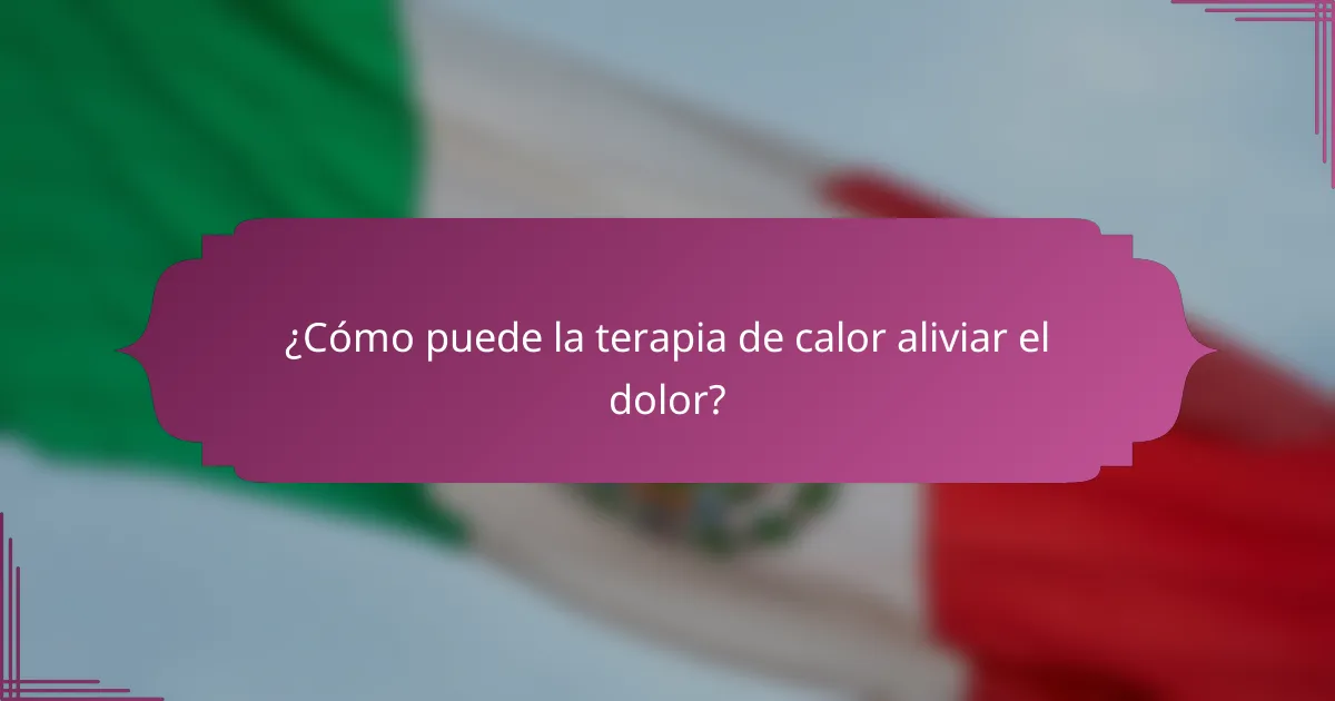 ¿Cómo puede la terapia de calor aliviar el dolor?
