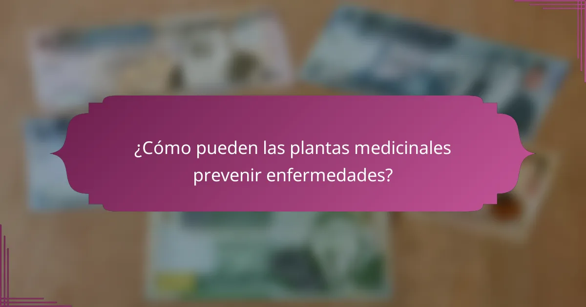 ¿Cómo pueden las plantas medicinales prevenir enfermedades?