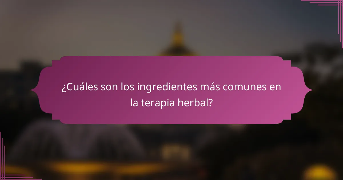 ¿Cuáles son los ingredientes más comunes en la terapia herbal?