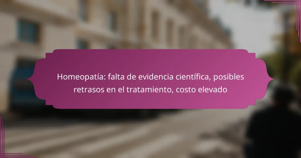 Homeopatía: falta de evidencia científica, posibles retrasos en el tratamiento, costo elevado