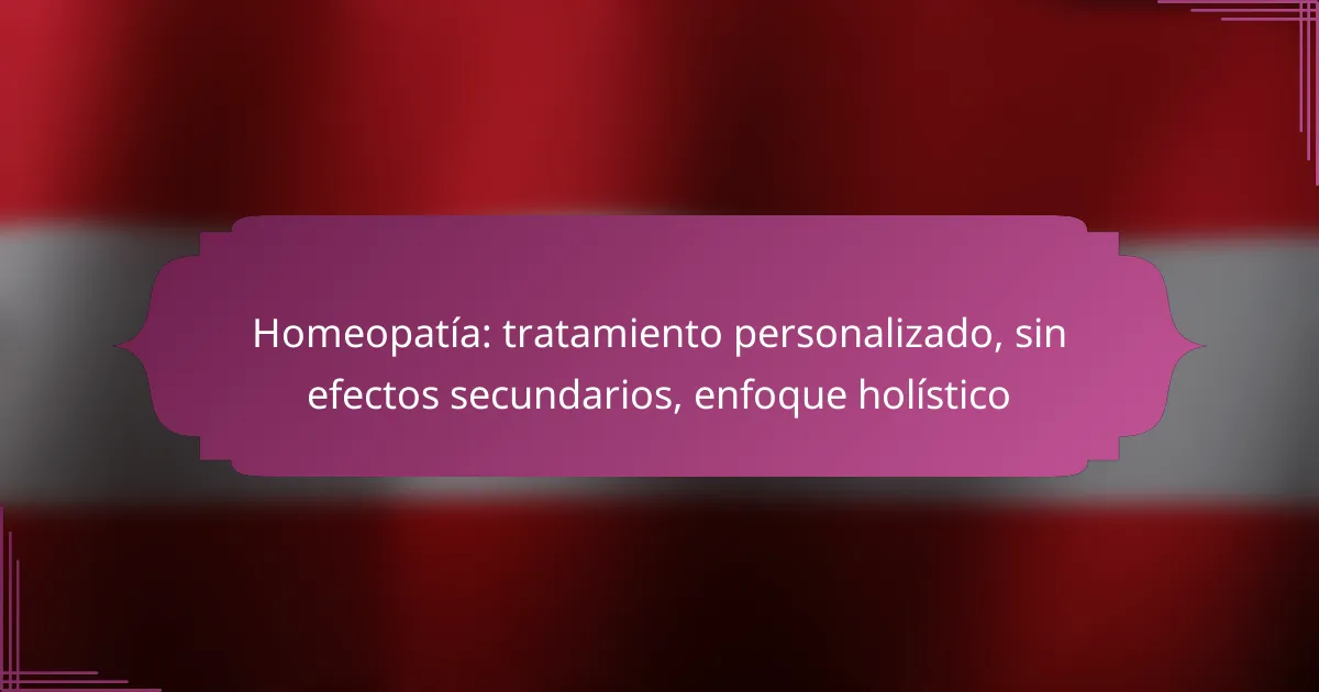 Homeopatía: tratamiento personalizado, sin efectos secundarios, enfoque holístico