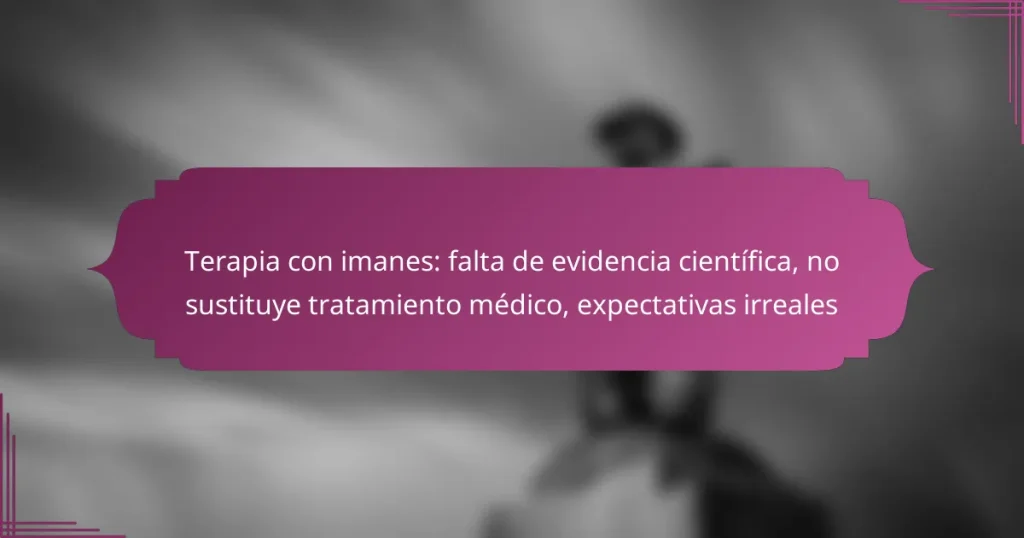 Terapia con imanes: falta de evidencia científica, no sustituye tratamiento médico, expectativas irreales