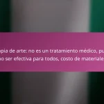 Terapia de arte: no es un tratamiento médico, puede no ser efectiva para todos, costo de materiales