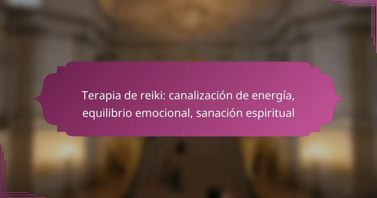 Terapia de reiki: canalización de energía, equilibrio emocional, sanación espiritual