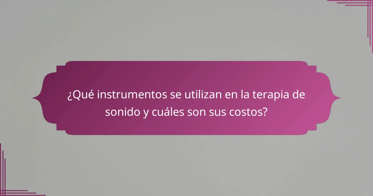 ¿Qué instrumentos se utilizan en la terapia de sonido y cuáles son sus costos?